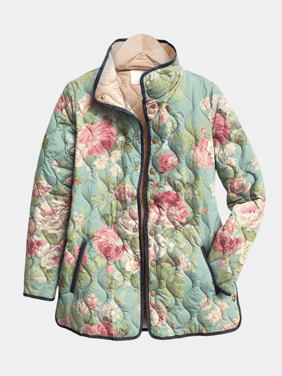 SYLVIE | Veste Matelassée Roses Anciennes Claire