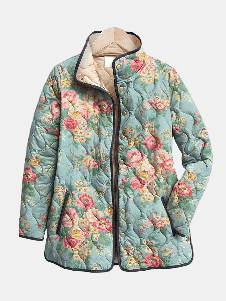 SYLVIE | Veste Matelassée Roses Céladon Mathilde