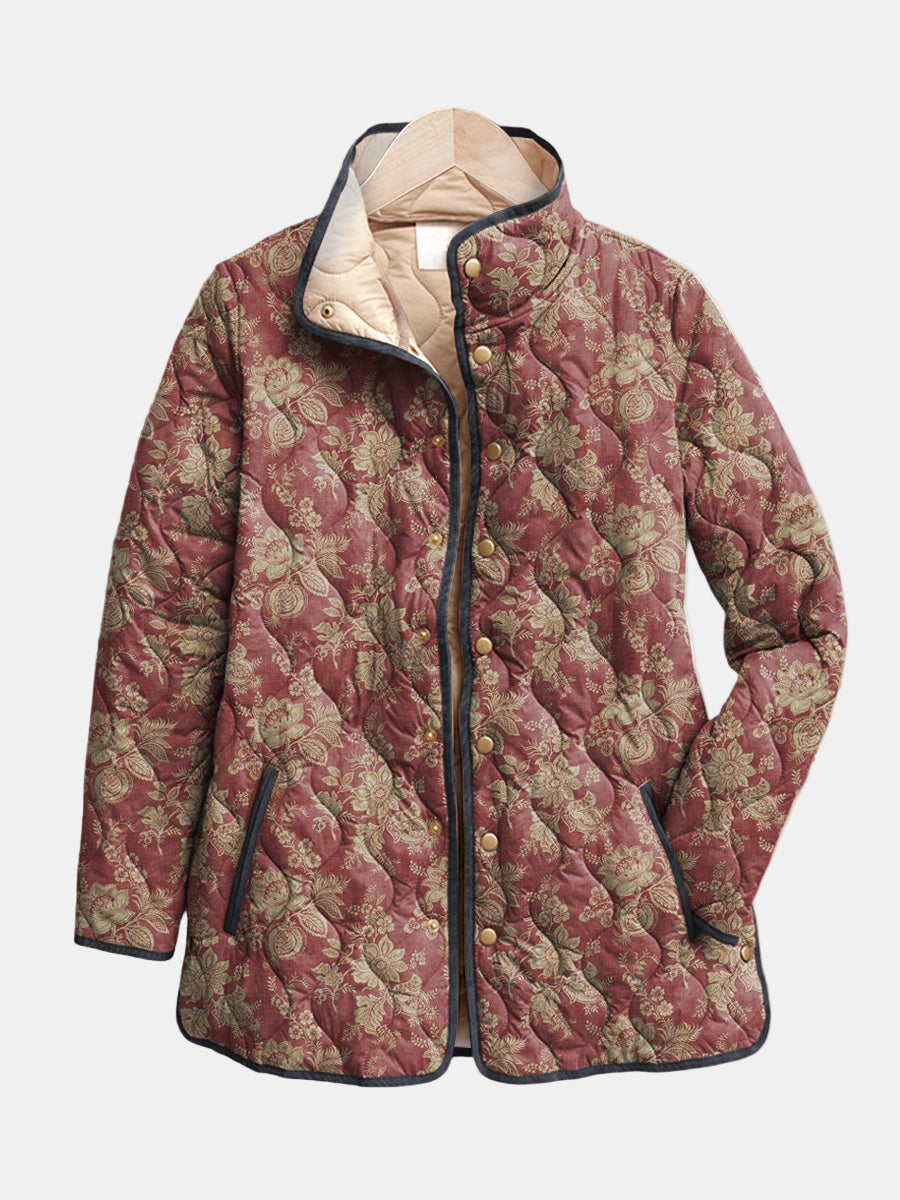 SYLVIE | Veste Matelassée Damas Prune Sophie