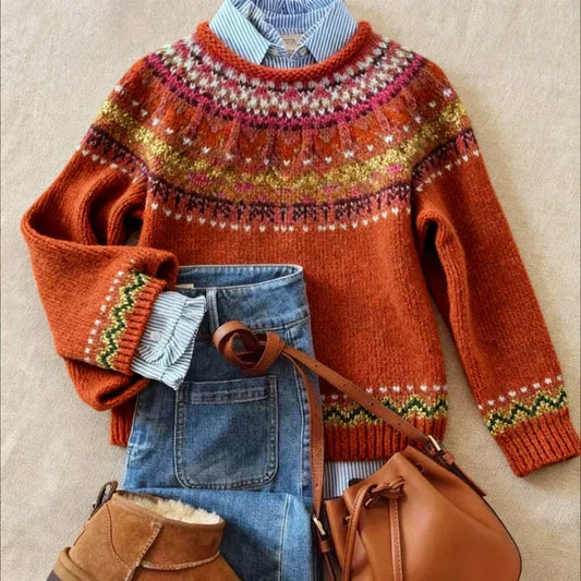 SYLVIE | Pull Jacquard Terracotta Juliette