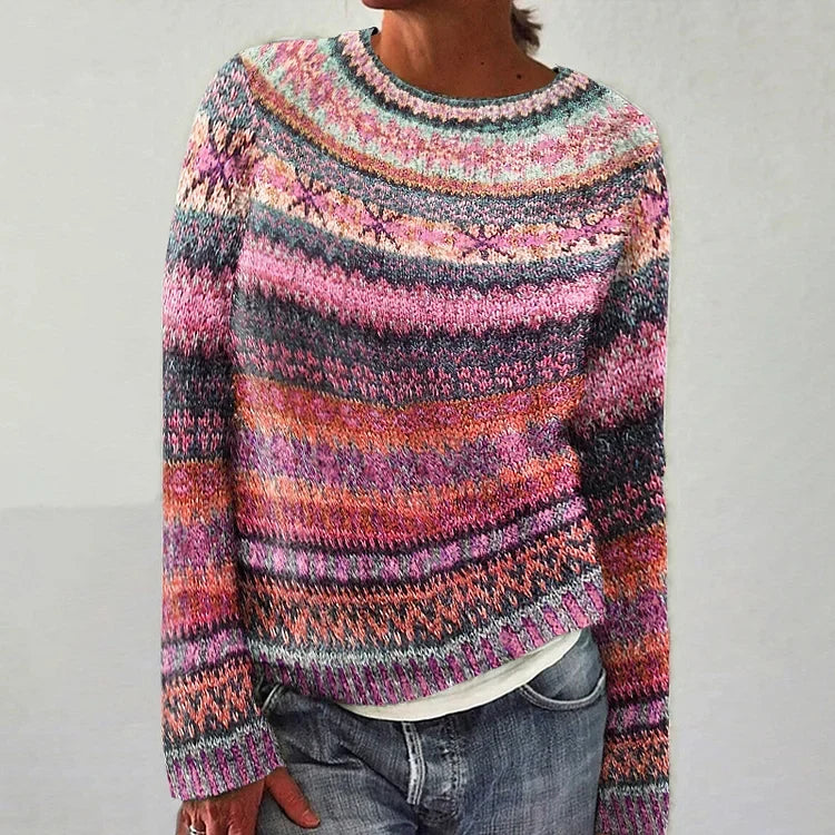 SYLVIE | Pull Maille Chinée Rose Élina