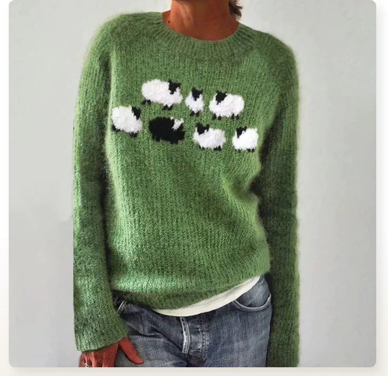 SYLVIE | Pull Maille Motif Moutons Mathilde