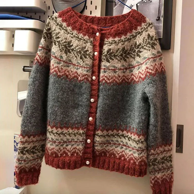 SYLVIE | Gilet Maille Boutonné Jacquard Catherine