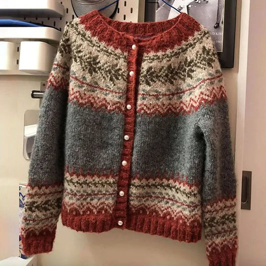 SYLVIE | Gilet Maille Boutonné Jacquard Catherine