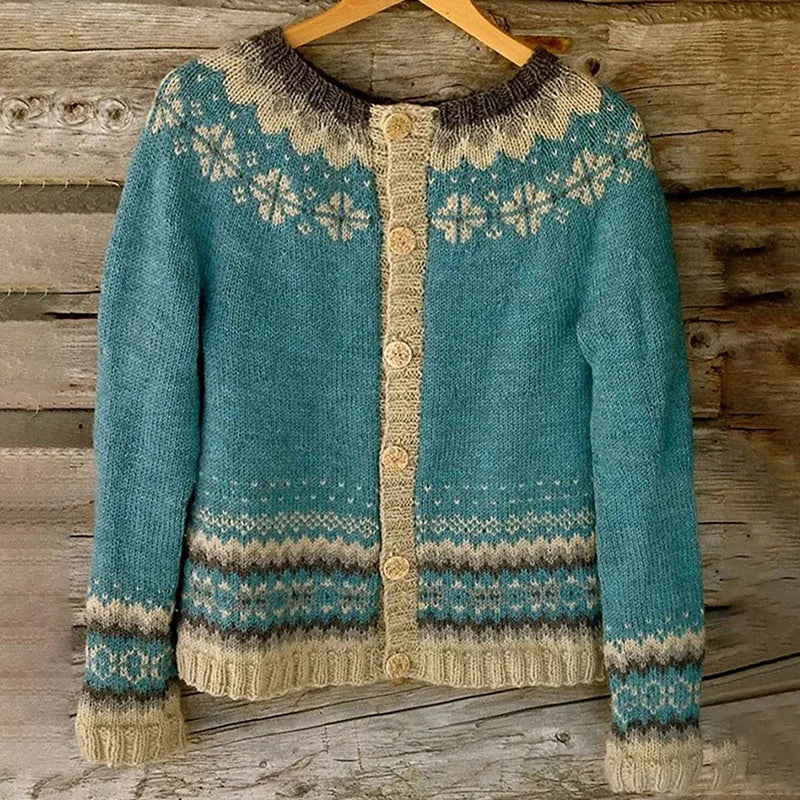 SYLVIE | Gilet Maille Boutonné Nordique Charlotte