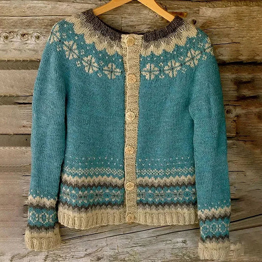 SYLVIE | Gilet Maille Boutonné Nordique Charlotte