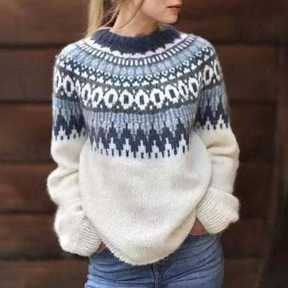 SYLVIE | Pull Maille Écru Empiècement Marine Pauline