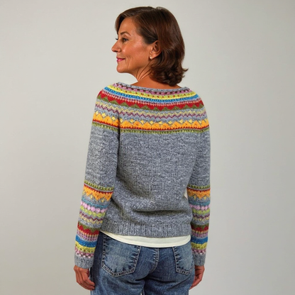 SYLVIE | Pull Maille Empiècement Arc-en-ciel Sylvie