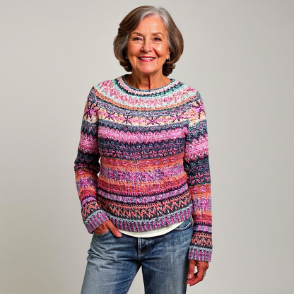 SYLVIE | Pull Maille Chinée Rose Élina