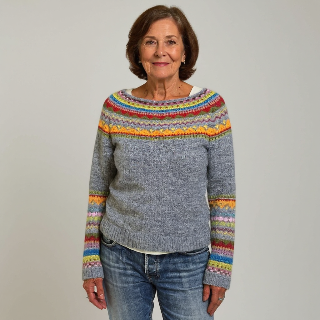 SYLVIE | Pull Maille Empiècement Arc-en-ciel Sylvie