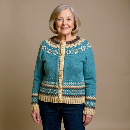 SYLVIE | Gilet Maille Boutonné Nordique Charlotte