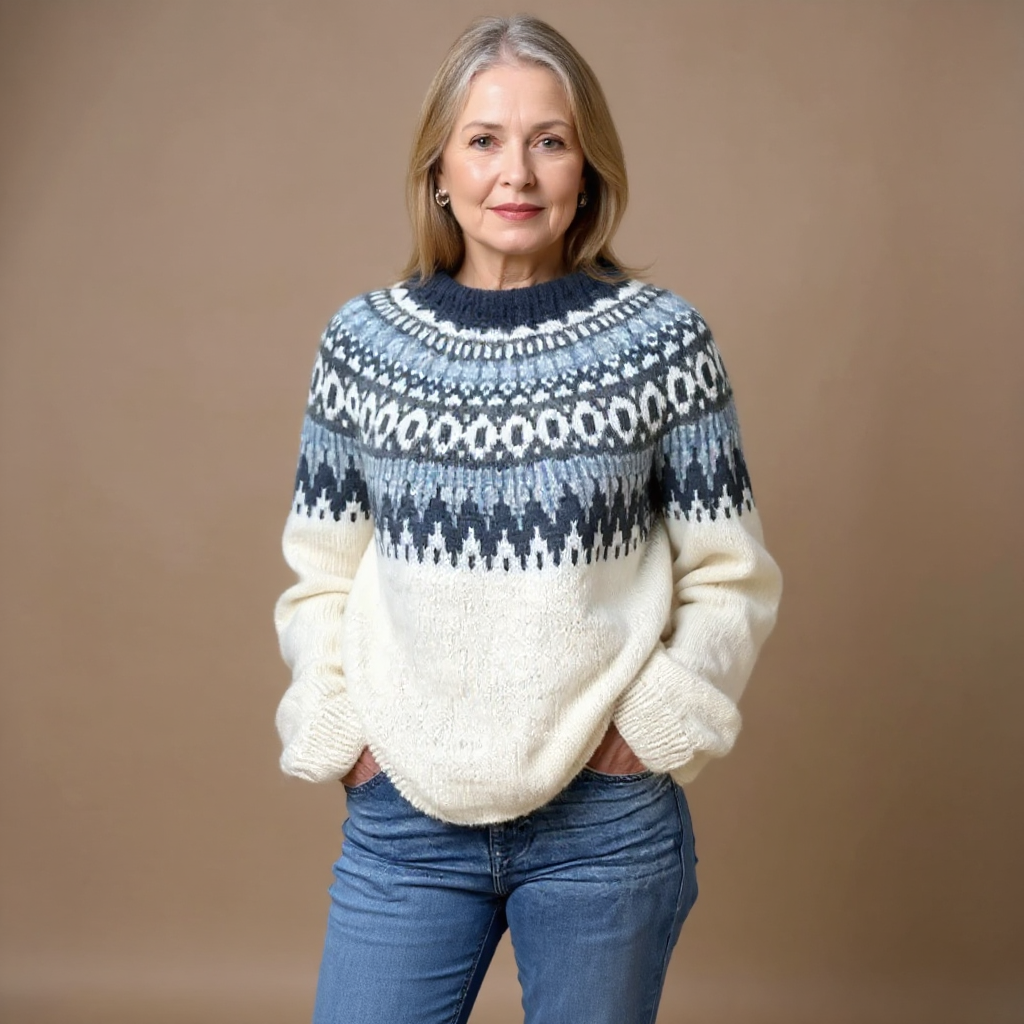 SYLVIE | Pull Maille Écru Empiècement Marine Pauline