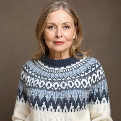 SYLVIE | Pull Maille Écru Empiècement Marine Pauline