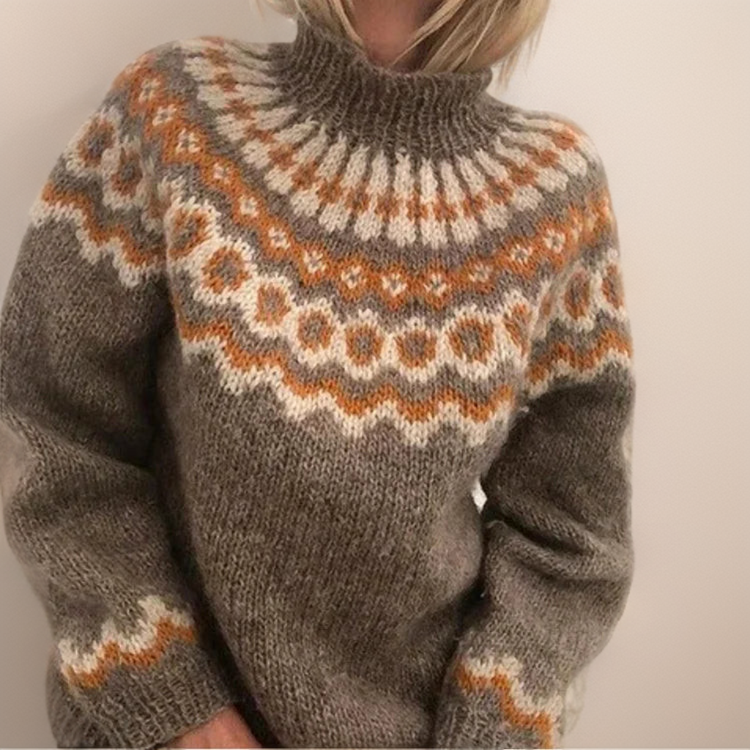 SYLVIE | Pull Col Montant Jacquard Christine